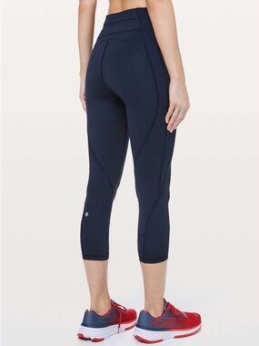 Lululemon Time to Sweat Crop Leggings 23” True Navy with Pockets, Size 2